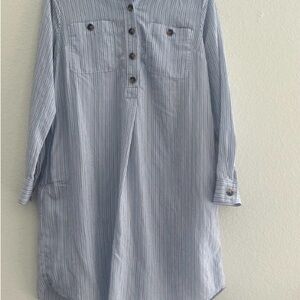 LOFT Men's Light Blue Striped Button Down Shirt